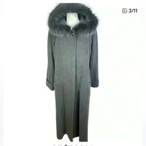 Gray Coat with Faux Fur Hood